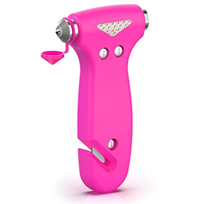 THINKWORK Car Safety Hammer Gift for Women, Three-in-One Tool with Window Breaker and Seat Belt Cutter, Safety Emergency Car Escape Tool for Family, Children. - color: Pink