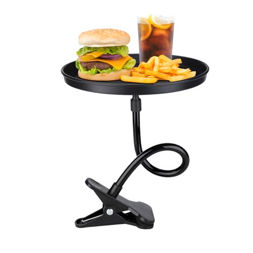 povtii Car Adjustable Food Tray, 360 Swivel Car Food Tray, 8.7 Inch Diameter, Non-Slip Clip Type Snack Tray, Black - color: Black