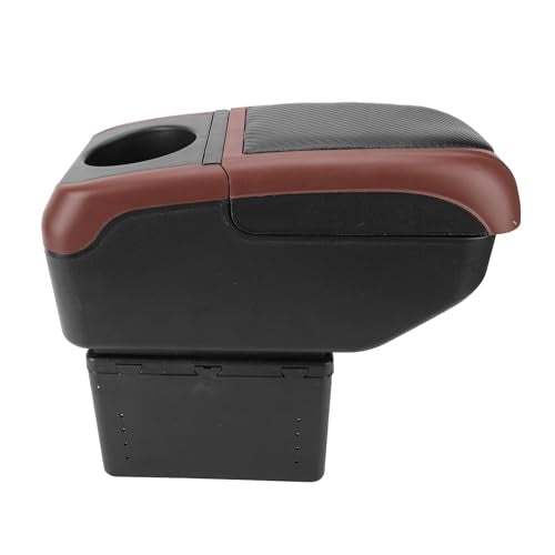 Car Armrest Box with 6 USB Charging Ports - Double Layer Console for SUV, Truck, and Car (Brown) - color: Brown