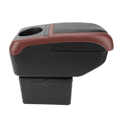 Car Armrest Box with 6 USB Charging Ports - Double Layer Console for SUV, Truck, and Car (Brown) - color: Brown