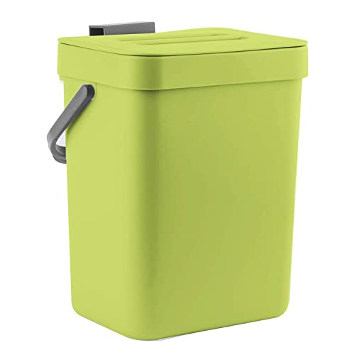 LALASTAR Food Waste Basket Bin for Kitchen, Small Countertop Compost Bin with Lid, Odor-Free Food Scrap Container, Wall Mounted Garbage Can, 3L/0.8 Gal, Green - color: Green, size: 3L-Lift