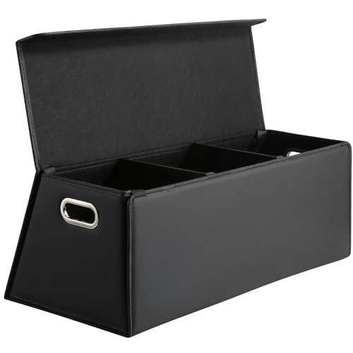 Fyzeoty Car Organizers and Storage - Trunk Organizer for Suv Car,Car Trunk Leather Storage Box,Extra Large,Magnetic Lid,Collapsible and Adjustable Trapezoidal-Black - color: Trapezoidal-Black, size: Extra Large