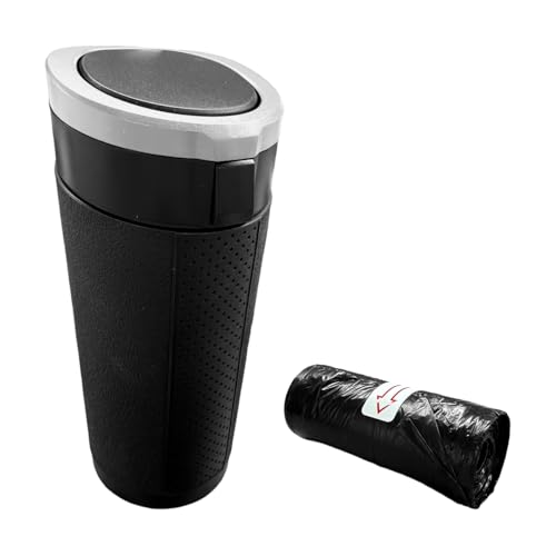 Car Cup Holder Trash Can with Lid, Leakproof Mini Auto Side Door Garbage Bin with Storage Bag, Universal Vehicle Interior Organizer Accessories for SUV, Sedan, Truck, Home, Office(Silver-1PC) - size: Silver-1PC