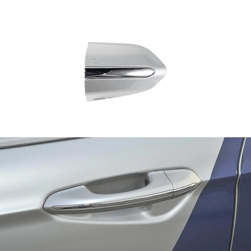 Car Front Left Exterior Door Handle Lock Cover fits for Ford Fusion 2013 2014 2015 2016 2017 2018 2019 2020 DS7Z 54218A15-DC Door Handle Lock Bezel Cover Cap Silver with Bright Stripes - color: Silver, size: With electroplating