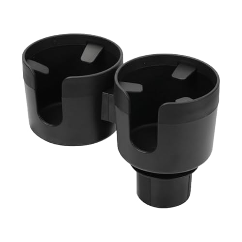 Car Double Cup Holder Extender, 2-in-1 Car Cup Holder Adapter with Adjustable Base, Universal Multifunctional Cup Holder Organizer for Beverage, Snack, Cup, Bottle Storage (Black) - color: Black