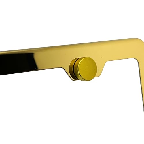T304 Stainless Steel License Plate Frame – 8K Mirror Polish Finish, Rust-Resistant, Slim Design, Universal Fit, Includes Screw Caps, Washers & Stainless Steel Screws (Gold) - color: Gold