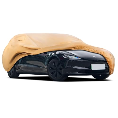 Heavy Duty Outdoor Car Cover Custom Fit for 2017-2026 Tesla Model 3, Windproof All Weather Waterproof Sun Rain UV Dust Snow Protection Outdoor Car Covers - size: Custom Fit Tesla Model 3