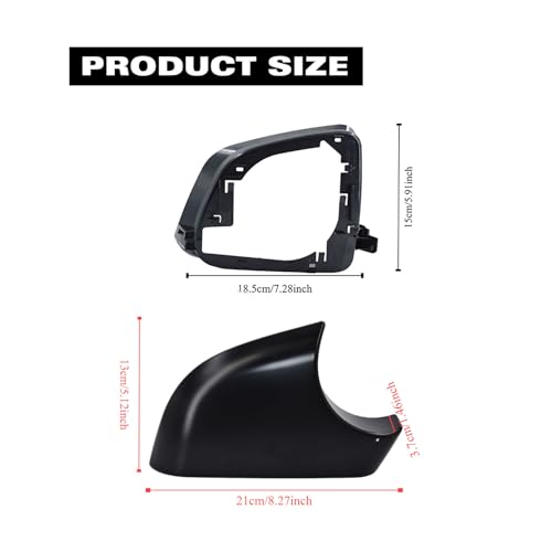 Fits For Tesla Model Y Right Passenger Side Wing Mirror Cover and Mirror Frame Set Rearview Lower Holder Tray Cap Housing 2021-2024(right side black) - size: Model Y Right Side Black