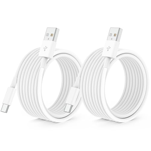QZIIW 2 Pack USB C Fast Charging Cable 15 FT for iPhone 17 16 15/17 16 15 Pro/17 16 15 Pro max/16 15 Plus,USB A to USB C Cord for Galaxy S25 S24,iPad Pro 12.9/11,Air 5th/4th Gen - color: White, size: 15FT+15FT