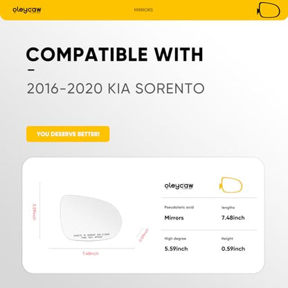 Compatible with 2016 2017 2018 2019 2020 Kia Sorento Passenger Side Mirror, Right Side Mirrors with Backing Plate, Heated - color: Passenger Side(Heated)