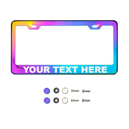T304 Stainless Steel License Plate Frame – 8K Mirror Polish Finish, Rust-Resistant, Slim Design, Universal Fit, Includes Screw Caps, Washers & Stainless Steel Screws (Customize) - color: customize