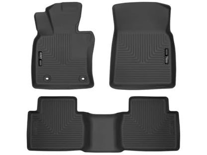 Husky Liners Weatherbeater Floor Mats | Fits 2018 - 2024 Toyota Camry (Front Wheel Drive only) Excludes Hybrid Models | Front & 2nd Row, 3-pc Black - 95731 - size: Front & 2nd Row, style: Weatherbeater
