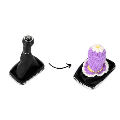 Crochet Shift Knob Cover, Universal Handcrafted Sunflower Boho Car Accessories for Women, Car Shift Boots Knobs Cover Automotive Interior Fits Car Truck SUV (49#SC) - color: 49#SC