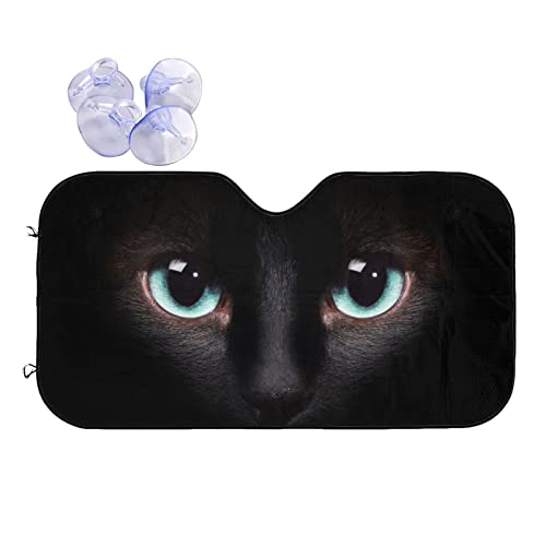 Black cat Eyes Car Windshield Sunshade Front Window Sun Visor Protector Foldable Shield Cover for Truck SUV - color: Black11