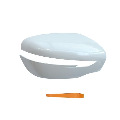 Passenger Right Side Rear View Mirror Cover Cap for 2014-2019 Nissan Rogue (Models WITH Turn Signal ONLY), Painted QAB Pearl White, Door Mirror Housing Replacement (NOT for Rogue Sport) - color: Pearl White, size: Right Passenger Side