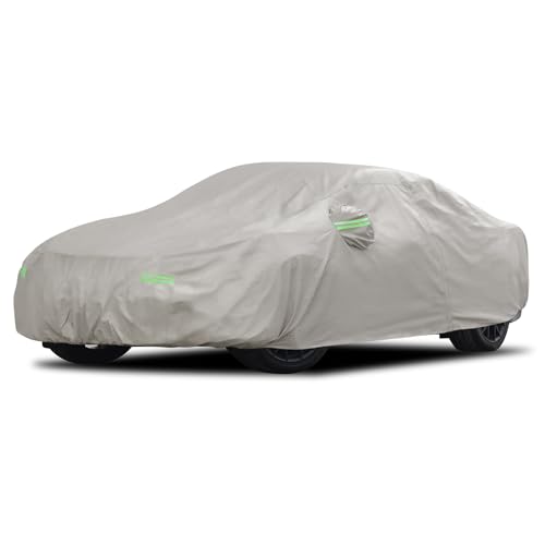 Migaven 6 Layers Car Cover Custom Fit for Ford Mustang 1994-2025, for Chevy Camaro 2010-2025, Waterproof Full Exterior Cover Rain Sun Protection with Door Zipper - color: Khaki, size: Custom Fit for Ford Mustang Chevy Camaro