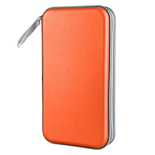 Siveit CD Case, DVD Case Holder 96 Capacity Hard Plastic CD DVD Disc Cases Storage Binder Wallet for Car Home Office Travel (Orange) - color: Orange
