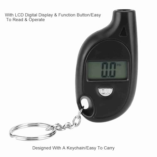 Acouto Digital Tire Pressure Gauge 5-150PSI, Mini Digital LCD Tire Gauge for Tire Pressure, Tyre Air Pressure Gauge Tester with Keychain, PSI, Kpa, Bar, Kg/cm²