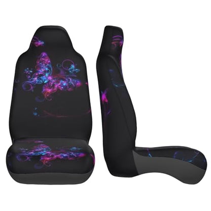 Purple Butterfly Car Seat Covers Front Seat Only Cloth Auto Seat Cover Boho Purple Butterfly Universal Fit, Automotive Seat Covers, Washable Car Seat Protector for SUV, Sedan, Van, Black - color: Butterfly