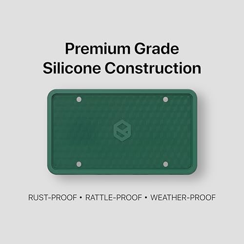 Rightcar Solutions Car Plate Frame, Silicone License Plate Frame, Rust-Proof Rattle-Proof Weather-Proof License Plate Holder for Front or Rear, Green, 1 Pack - color: Green