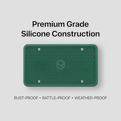 Rightcar Solutions Car Plate Frame, Silicone License Plate Frame, Rust-Proof Rattle-Proof Weather-Proof License Plate Holder for Front or Rear, Green, 1 Pack - color: Green