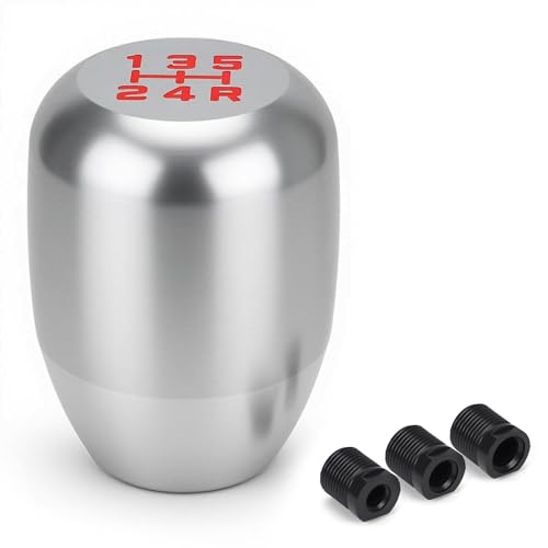 5 Type-R Style Speed Car Gear Shift Shifter Knob,Aluminum Alloy Shift Lever Knob with 3 Adapters Compatible with Manual 5 Speed Universal Gear Stick Shift Knob for Car Truck SUV (Silver) - color: Type-R Style(Silver)