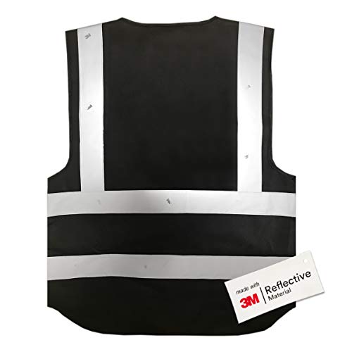 Salzmann High Visibility Safety Vest | Multi Pocket Reflective Vest | 5 Colors & 5 Sizes | Made with 3M Reflective Material - color: Black, size: XX-Large-3X-Large