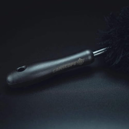 Wheel Barrel Brush | Deep Barrel Cleaning with Low Profile Access | Woven Microfibre Head Safe for Gloss Black | Steel Braid Core for Caliper Clearance