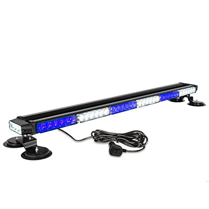 ASPL 38.5" 78 LED Strobe Light Bar Double Side Flashing High Intensity Emergency Warning Flash Strobe Light with Magnetic Base for Safety Construction Vehicles Tow Trucks Pickup (Blue/White) - color: Blue/White