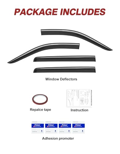Outside-Mount Window Rain Guards Fit for Chevrolet (Chevy) Silverado&GMC Sierra 1500 2500HD 3500HD Crew Cab 2019-2026, Extra Durable Window Visors Deflector Dark Smoke Vent Shades Car 4-pcs - size: 19-26 Silverado/Sierra 1500 2500HD 3500HD Crew Cab