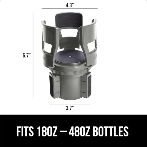GORILLA GRIP Patent Pending Adjustable Car Cup Holder Expander, Keeps Water Bottle Secure, Expands to Fit 18 to 48 oz Large Bottles, Yeti, Owala, Stanley with Handle, Coffee Mug Insert for Cars, Gray - color: Gray