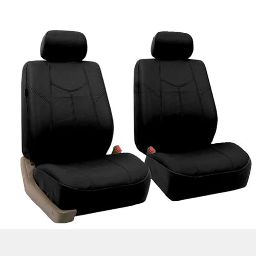 FH Group Car Seat Cover Cushion - 2 Pack Seat Covers for Cars Trucks SUV, (Black) Rome Faux Leather Car Seat Cushions, Waterproof Car Seat Cover Cushion, Universal Fit Car Seat Protector - color: Black, size: Front Set