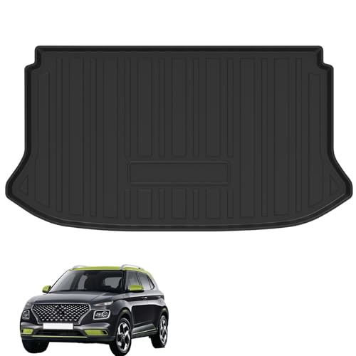 Elsetyler Custom Fit for Cargo Liner Hyundai Venue 2020-2026 (Upper Cargo mat) - Black TPE All Weather Heavy Duty Waterproof Rear Cargo Tray Trunk Floor Mat Protector - color: Hyundai Venue 2020-2026