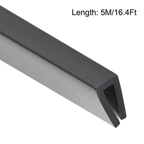 uxcell Edge Trim U Seal Extrusion, Silicone Black U Channel Edge Protector Sheet Fits 5/64-5/32inch Edge 5M/16.4Ft Length - size: 5000mmx7mmx10mm
