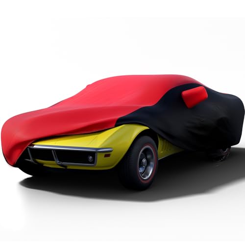 KAKIT Waterproof Car Cover Custom Fit for 1968-1982 C3 Stingray, UV Resistant Fade-Proof Cover for Chevy Corvette, Indoor & Outdoor Use (Red & Black Combo) - color: Red Black, size: Corvette C3