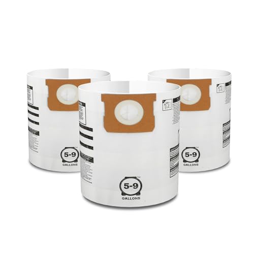 Shop-Vac 9066133 Disposable Filter Bags, Fits 5-9 Gallon Vacs, For Dry Pick-Up Only, White Paper, (3-Pack) - size: 5-8-gallon