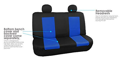 FH Group Full Set Neoprene Car Seat Covers for Low Back Front Seat Covers, Washable Seat Cover, Universal Fit for SUV, Sedan, Van, Blue - color: Blue/Black