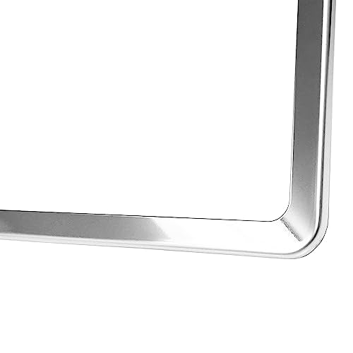 T304 Stainless Steel Polish Mirror Two Hole Slim License Plate Frame Holder Tag w/Chrome Metal Cap …