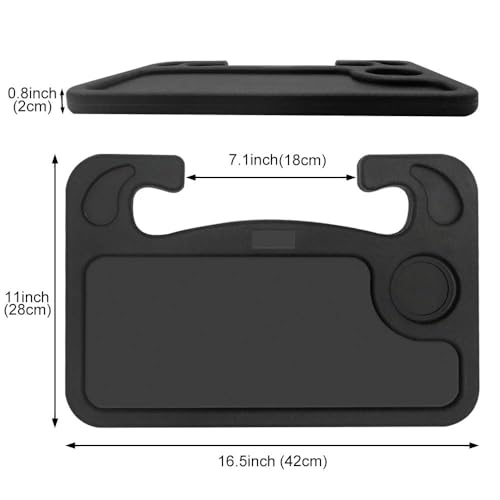 Oshotto Car Steering Wheel Desk | Food Table for Car | Laptop/Notepad| Seat Gap Storage Box for All Cars Black