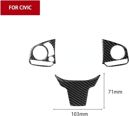 Car 10th Gen Civic Accessories Real Carbon Fiber Steering Wheel Cover Trims Inner Button Sticker Compatible with Honda Civic 2021 2020 2019 2018 2017 2016 CR-V 2017-2022 (Black) - color: Black