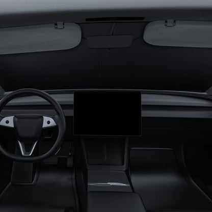 BASENOR 2017-2026 Tesla Model Y Model 3 Windshield Sunshade, (Proprietary Design) Folding Front Window Sun Shade Full Cover, Heat UV Protection Visor Accessories - size: Model 3/Y Standard