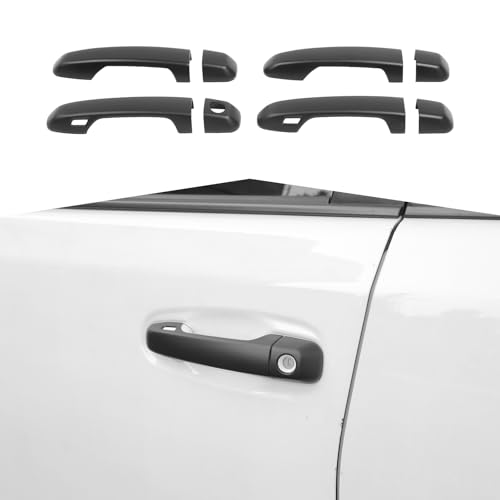 Exter Door Handle Cover Trim with Smart Key Holes fit for Toyota 4 Runner 2010-2024 Outdoor Handle Frame Exterior Door Accessories,Matte Black - color: Matte Black