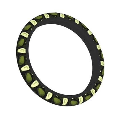 Avocado Steering Wheel Cover With 2 Car Coasters Non Slip Neoprene For Women Men Universal 15 Inch - color: Avocado