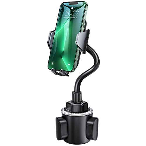 andobil Military-Grade Cup Phone Holder for Car/Truck, [2026 Enhanced] 13" 360° Adjustable Gooseneck w/Anti-Shake Car Mount, Universal Car Phone Holder for iPhone/Samsung/Pixel All 4.0-7.0" Devices - color: Black