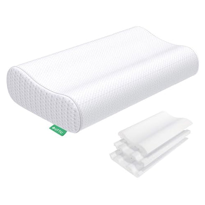 UTTU Cervical Pillow for Neck Pain Relief, Memory Foam Neck Pillow for Sleeping, Adjustable Orthopedic Sandwich Pillow, Contour Cooling for Side Back Stomach Sleeper, Queen(23.6"×14"×5.2"/4.5") - size: Queen Size
