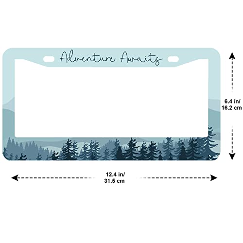 2Pcs Adventure Awaits License Plate Frames Cover Holders Stainless Steel License Plate Cover with Screw Caps Cover and Screwdriver Set - 2-Hole for Girl Women (Adventure Awaits) - color: Adventure Awaits