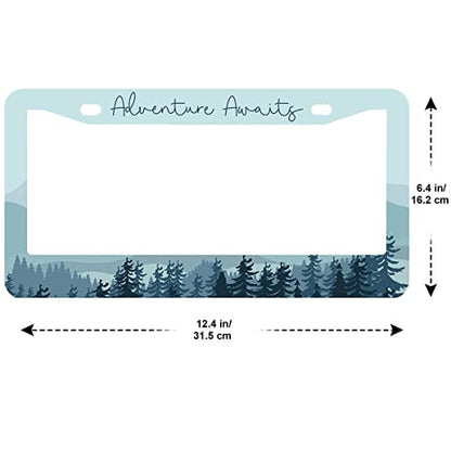 2Pcs Adventure Awaits License Plate Frames Cover Holders Stainless Steel License Plate Cover with Screw Caps Cover and Screwdriver Set - 2-Hole for Girl Women (Adventure Awaits) - color: Adventure Awaits