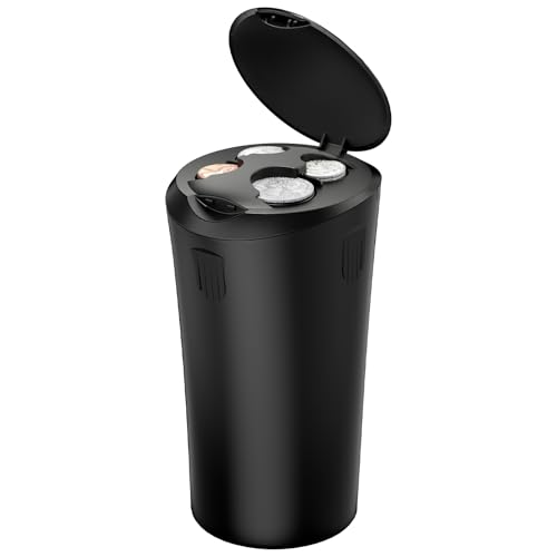 JOYTUTUS Coin Holder for Car, Larger-Capacity Car Change Holder Organizer, Universal Car Coin Holder for Cup Holder, Coin Dispenser Storage Fit Most Car & Trucks Car Accessories(Black, 1 Pack) - color: Black