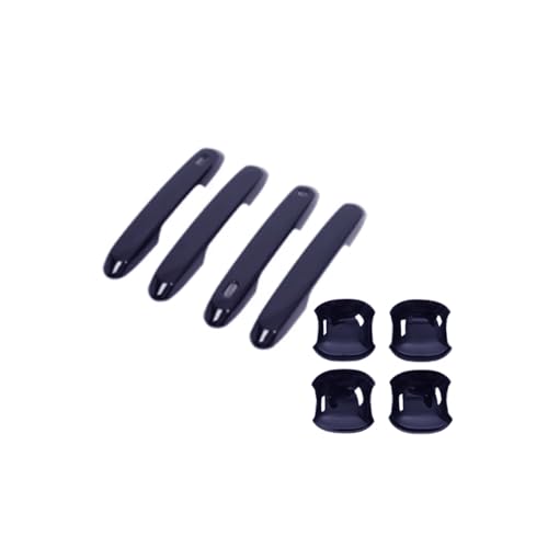 Black Side Door Handle & Door Handle Bowl Cup Cover Trim Compatible with Toyota Land Cruiser 250 Prado J250 LC250 2024 2025 Exterior Decoration Car Accessories 8PCS/Set - color: Black Set