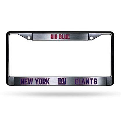NFL New York Giants Big Blue Black Chrome License Plate Frame - 2-Screw Mount - color: Giants